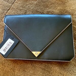 Alexander Wang leather envelope clutch (black with pink trim)